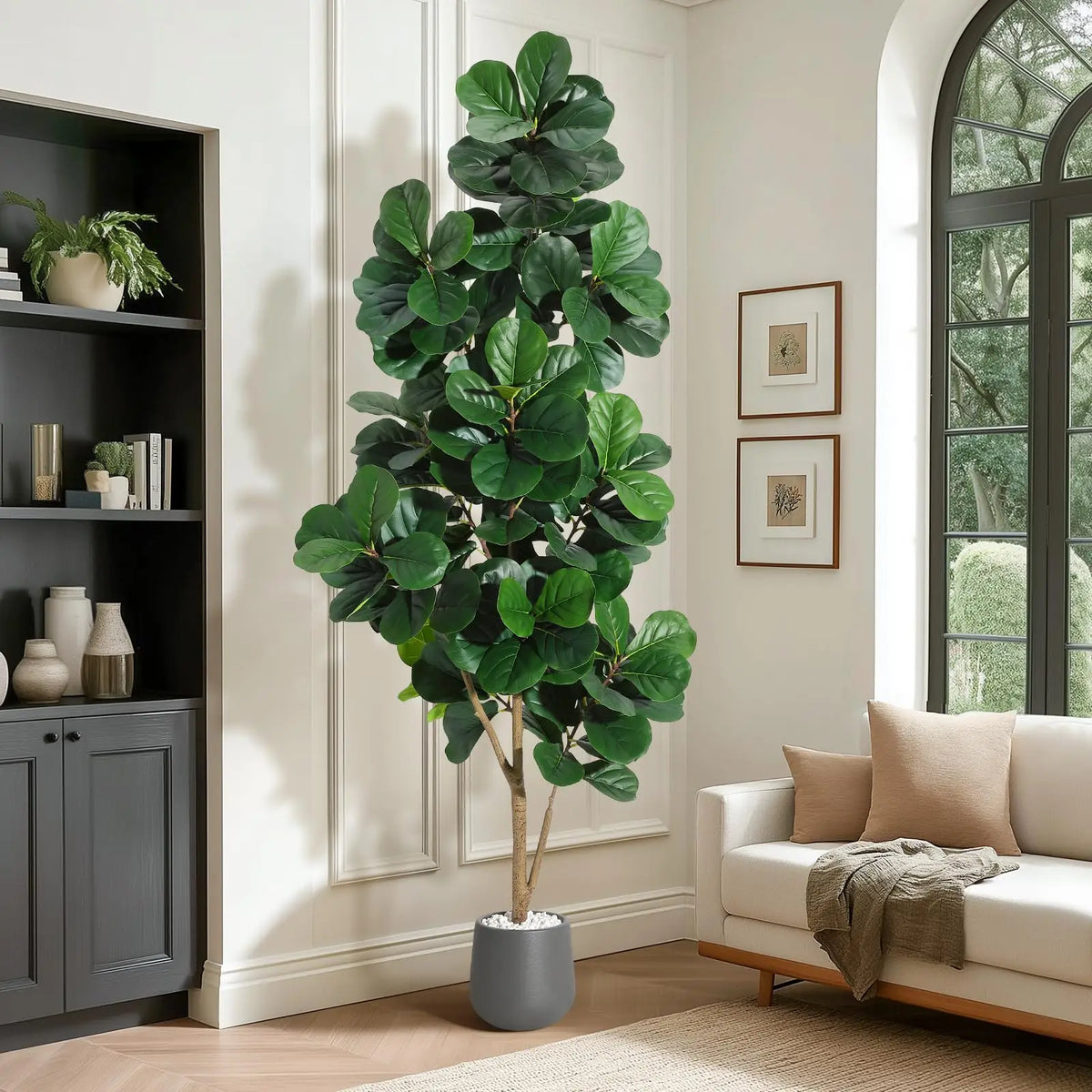 Artificial Fiddle Leaf Fig Tree — 4 to 7 ft, 48 to 141 Leaves by Height