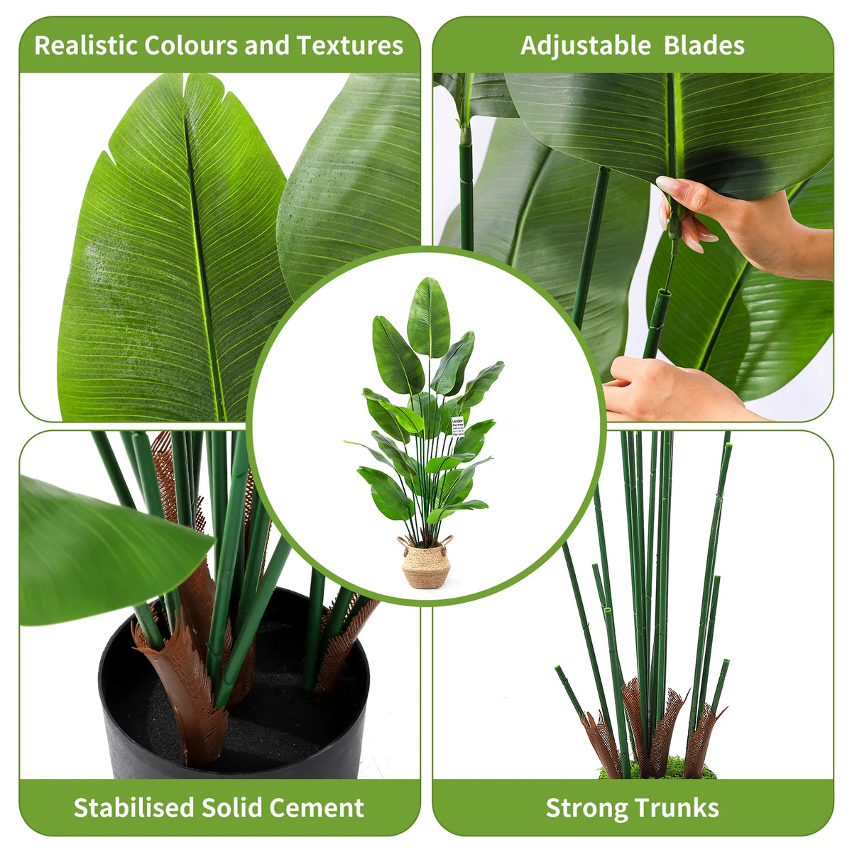 Artificial Bird of Paradise Plant — 6 ft, 18 Leaves, Silk in Basket