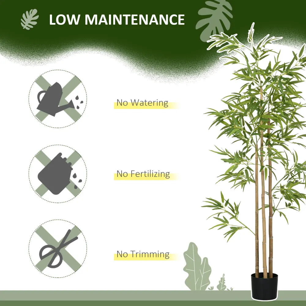 Artificial Bamboo Tree — 5.9 ft, 924 Leaves in Black Nursery Pot