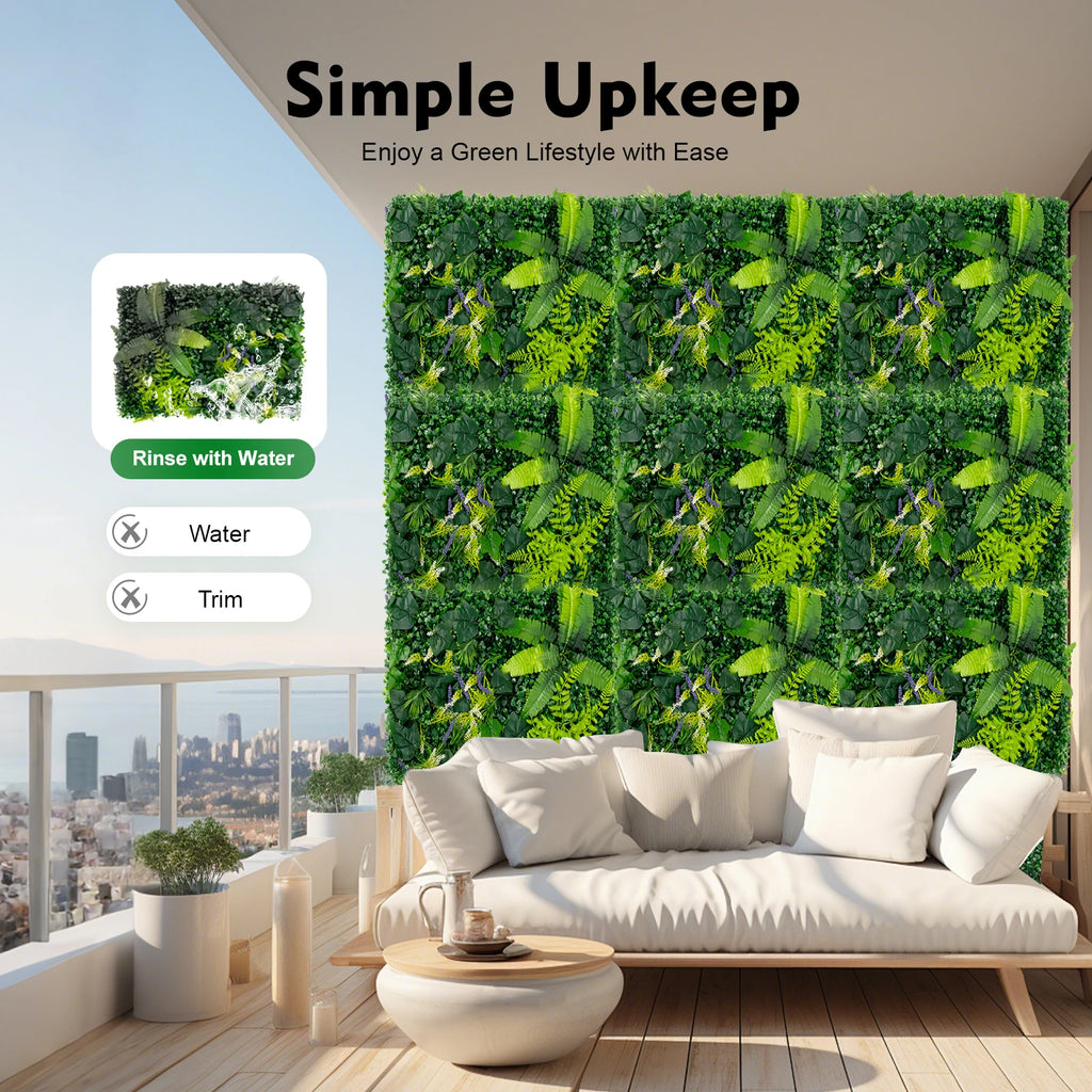 Artificial Greenery Wall Panels — 6-Piece Set, 1.4 m² Coverage