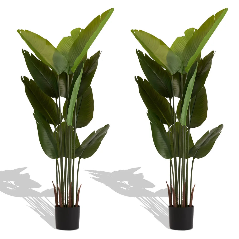 Artificial Bird of Paradise Plant — 5.2 ft, 12 Leaves, Set of 2