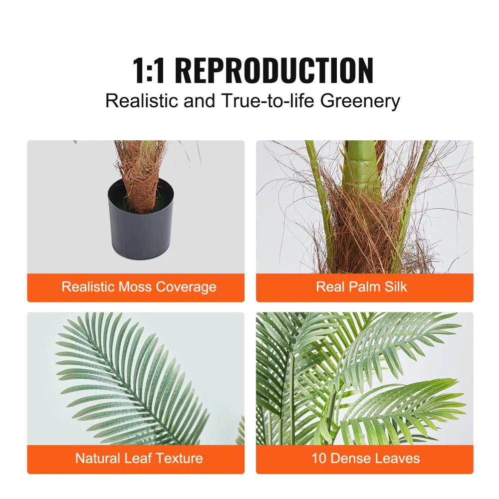 Artificial Palm Tree — 4 ft, Anti-Tip Base with Stainless-Steel Branches
