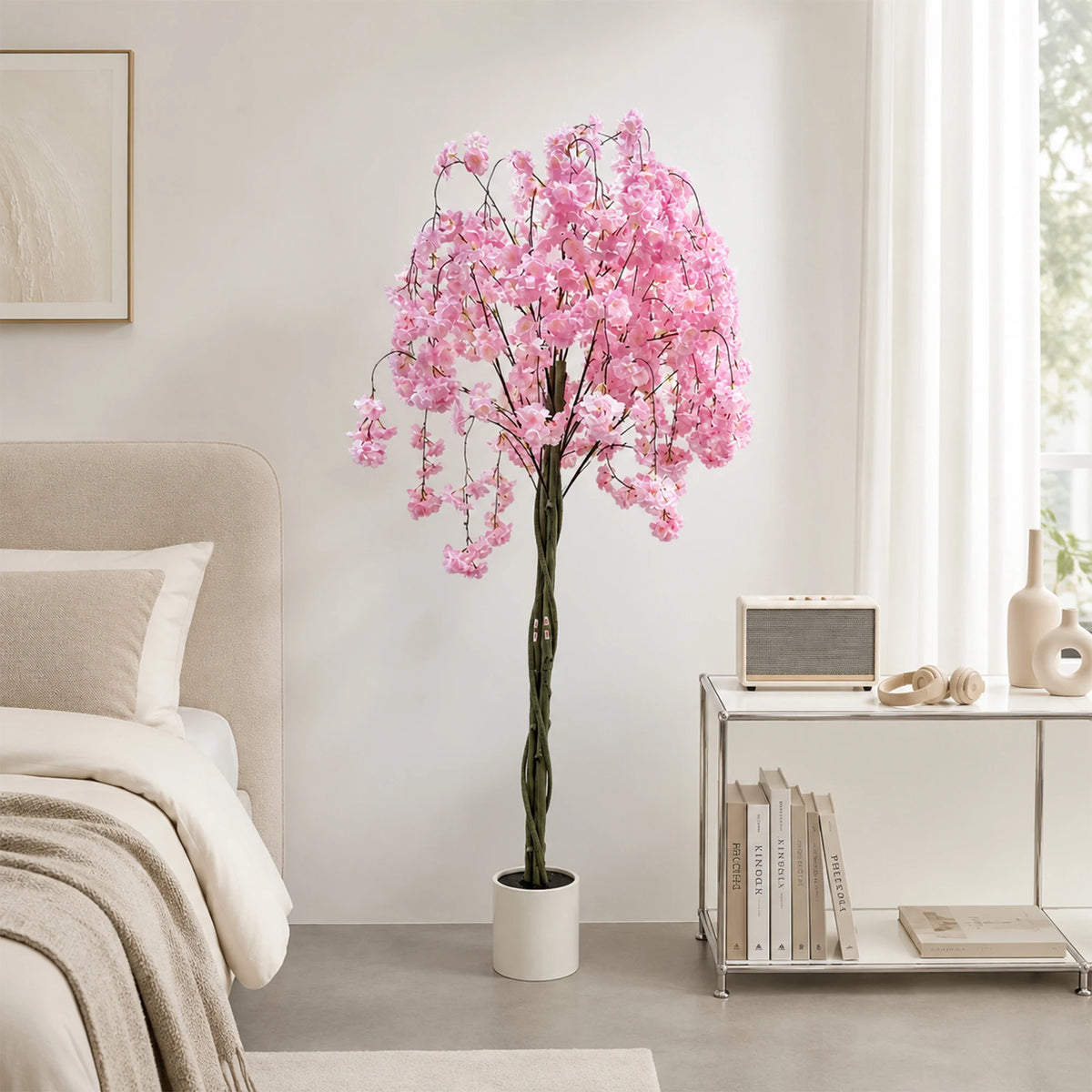 Artificial Cherry Blossom Tree — 5 to 6 ft, White or Pink Blossoms