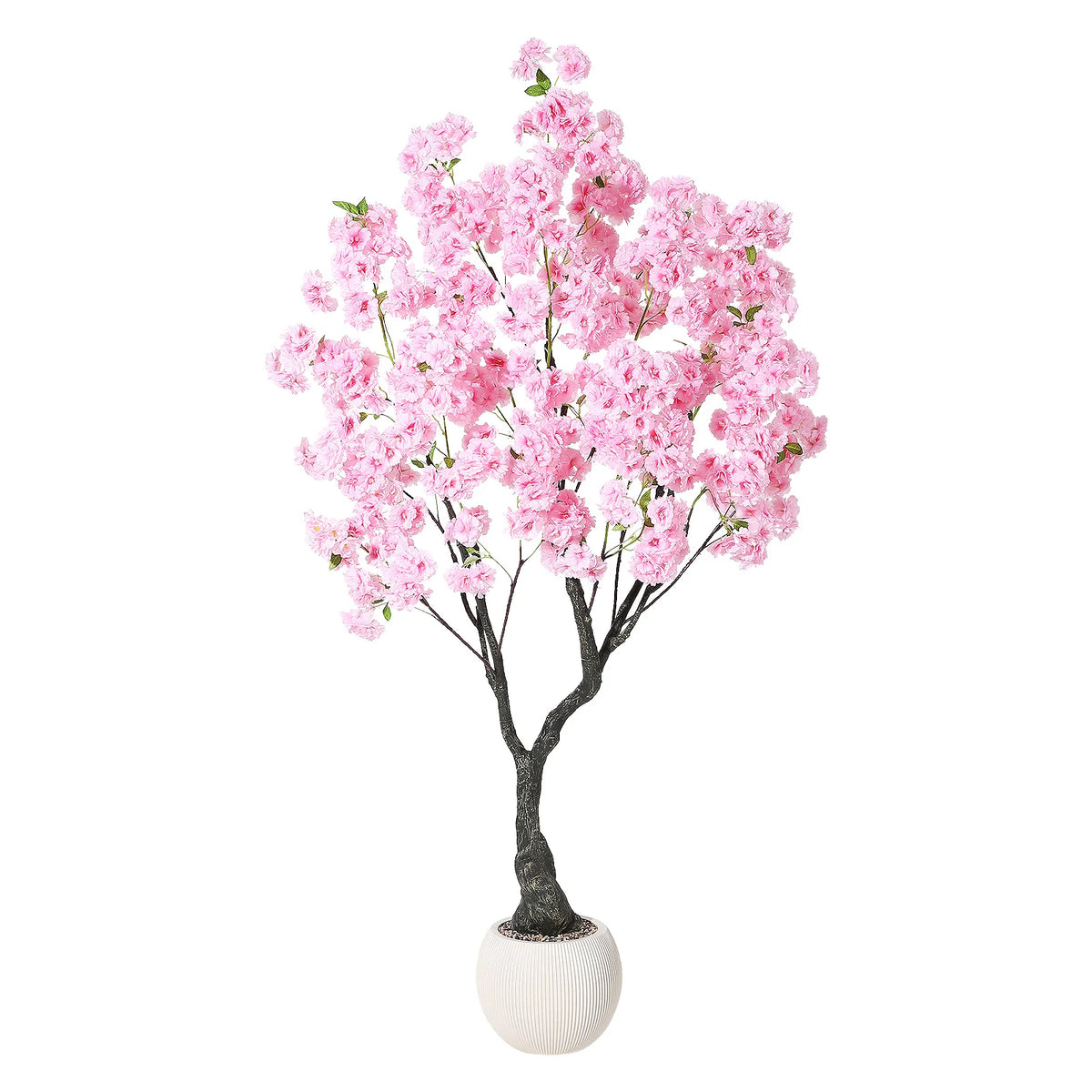 Artificial Cherry Blossom Tree — 5 to 6 ft, Four-Trunk Base in Cement Pot