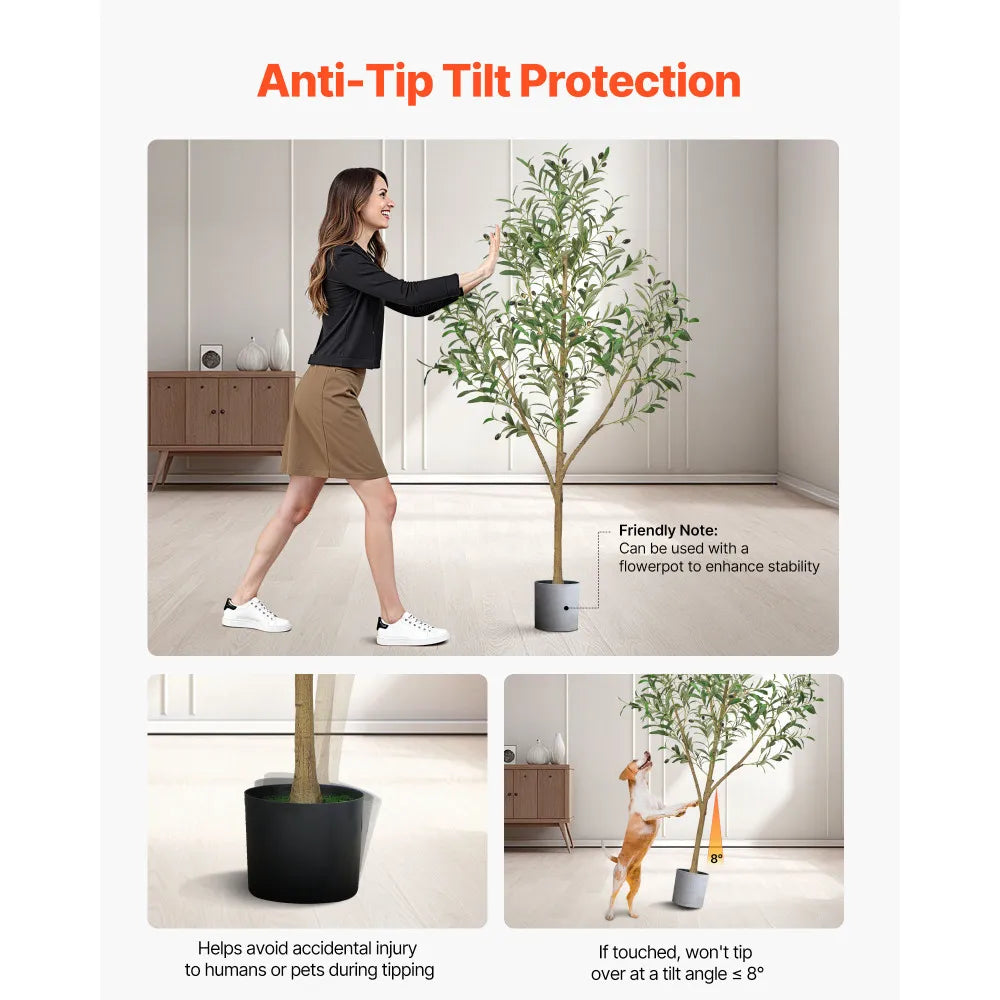 Artificial Olive Tree — 5 ft, Rubber Silk Foliage with Black Pot
