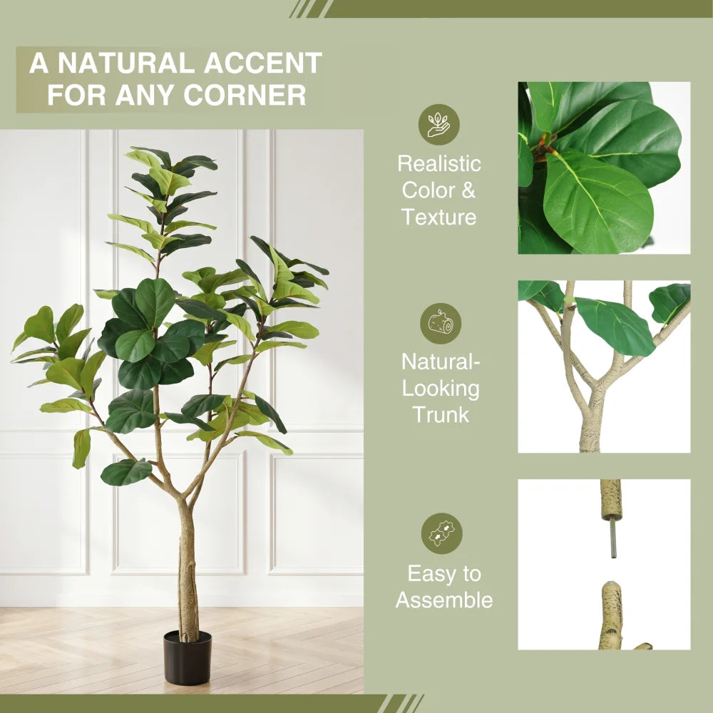 Artificial Fiddle Leaf Fig Tree — 6 ft, Plastic Pot