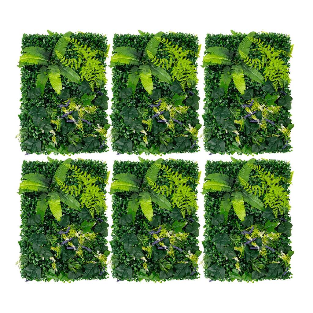 Artificial Greenery Wall Panels — 6-Piece Set, 1.4 m² Coverage