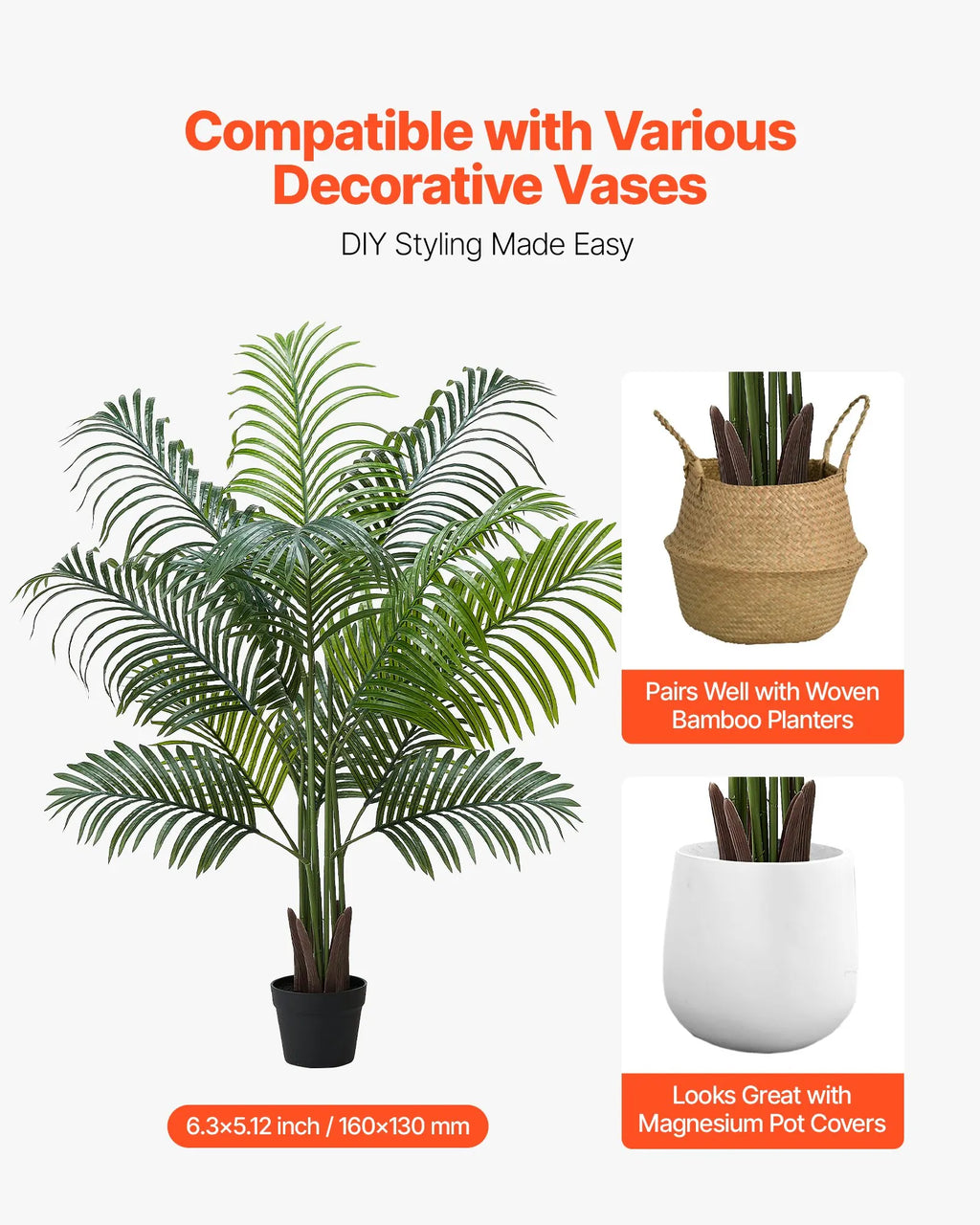 Artificial Areca Palm Tree — Wire-Shaped Fronds, Stable to an 8° Tilt
