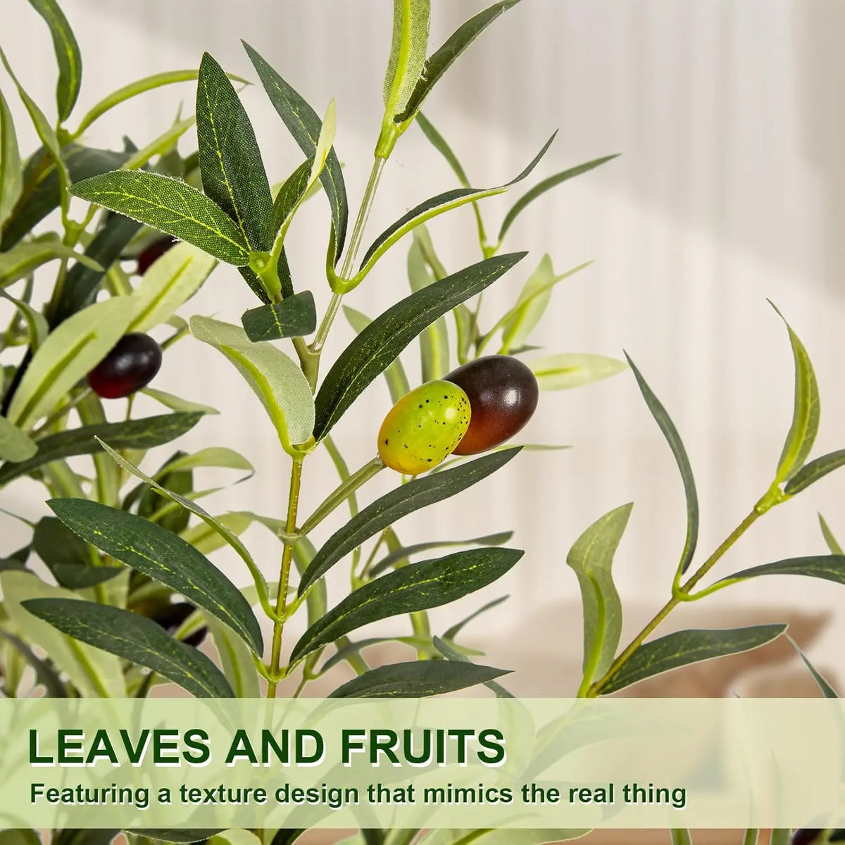 Artificial Olive Tree — 5 to 7 ft, Natural Wood Trunk, Tall Planter