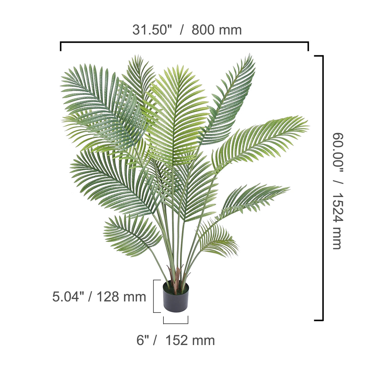 Artificial Palm Tree — Single or Pair, PE Foliage on Stainless-Steel Branches