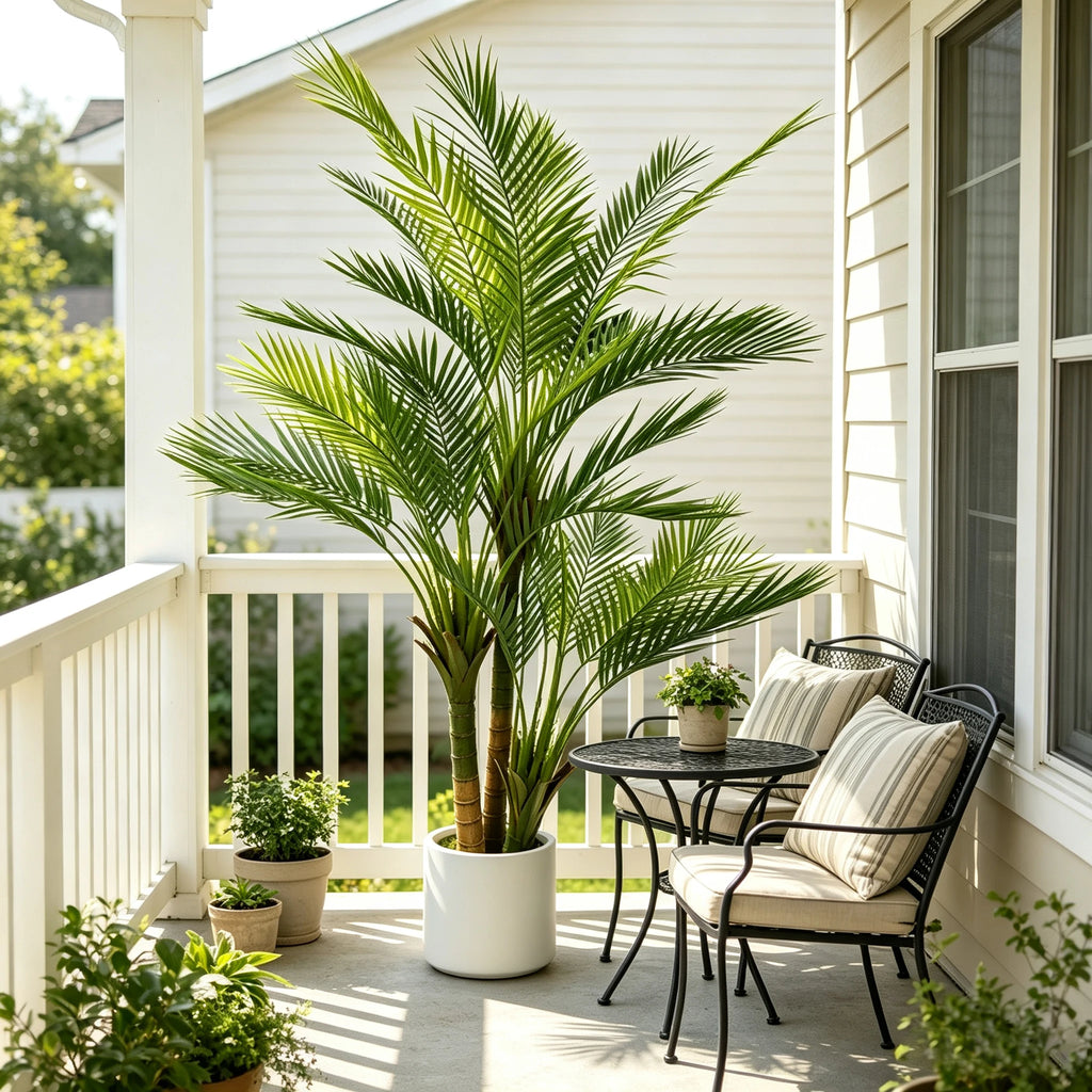 Artificial Palm Tree — 5 to 6 ft, UV-Resistant Fronds, Black or White Pot