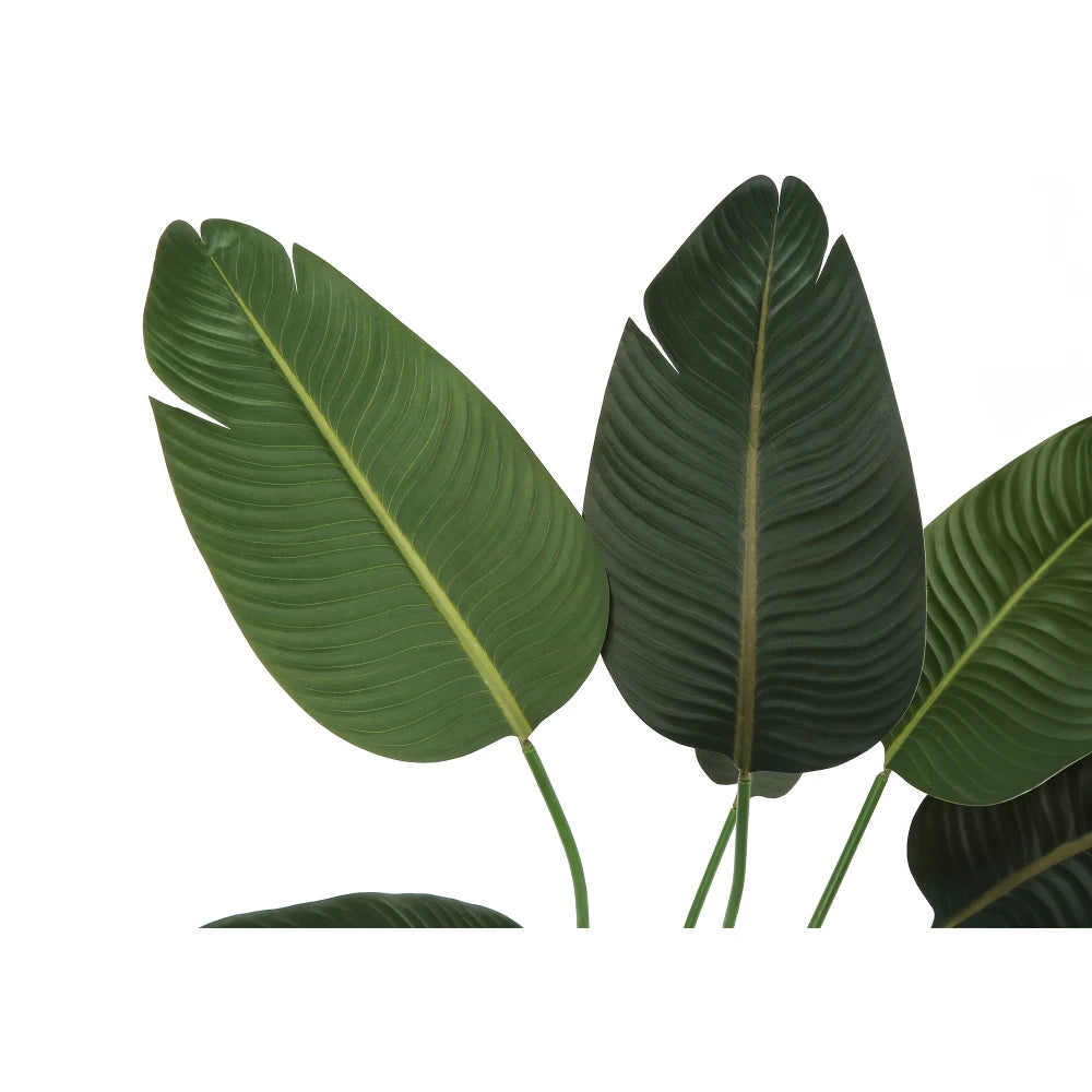 Artificial Bird of Paradise Plant — 3.7 ft, 8 Leaves, Black Pot