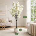 Artificial Cherry Blossom Tree — 5 to 6 ft, White or Pink Blossoms