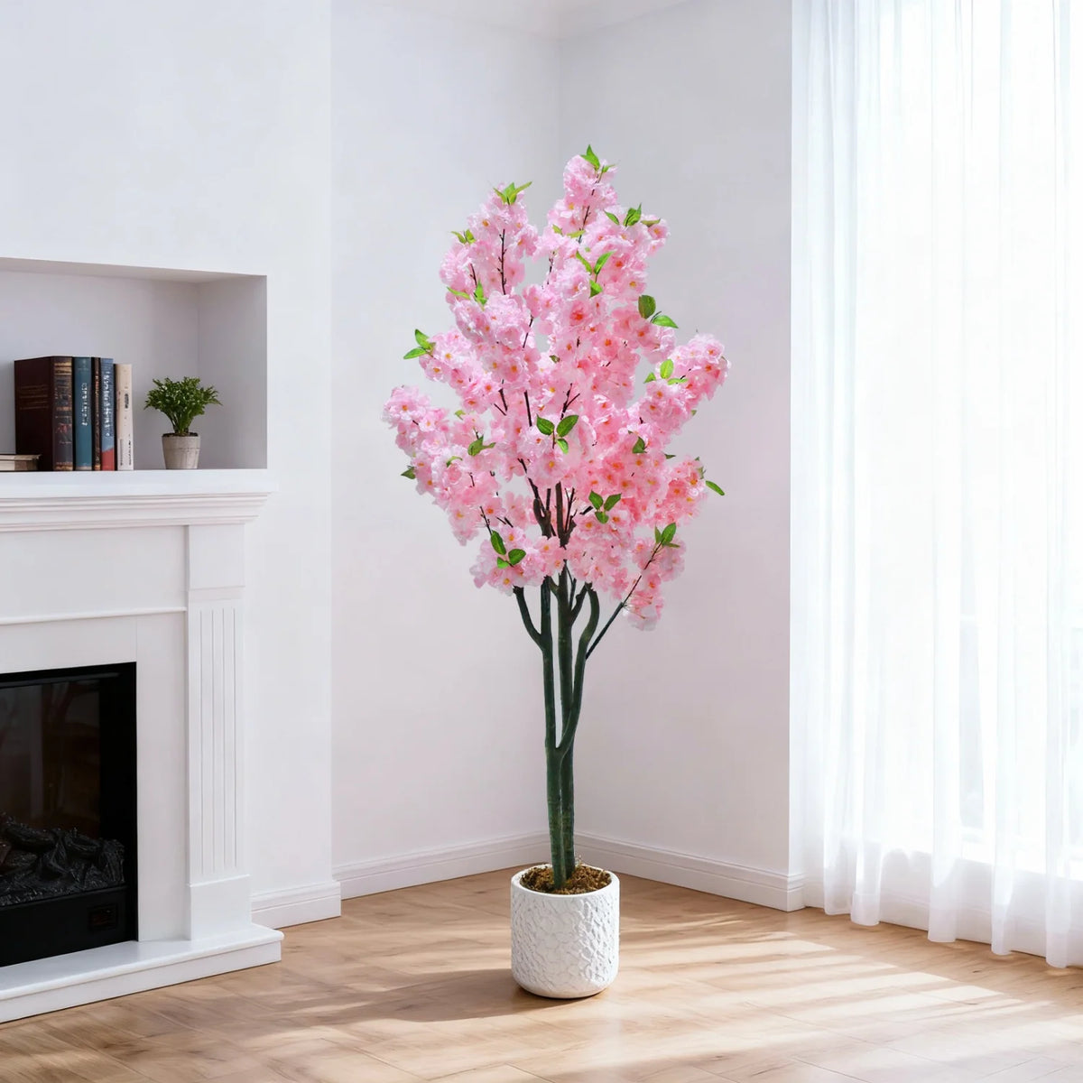 Artificial Cherry Blossom Tree, 5 to 6 ft, PVC Frame, Single or Double Pole