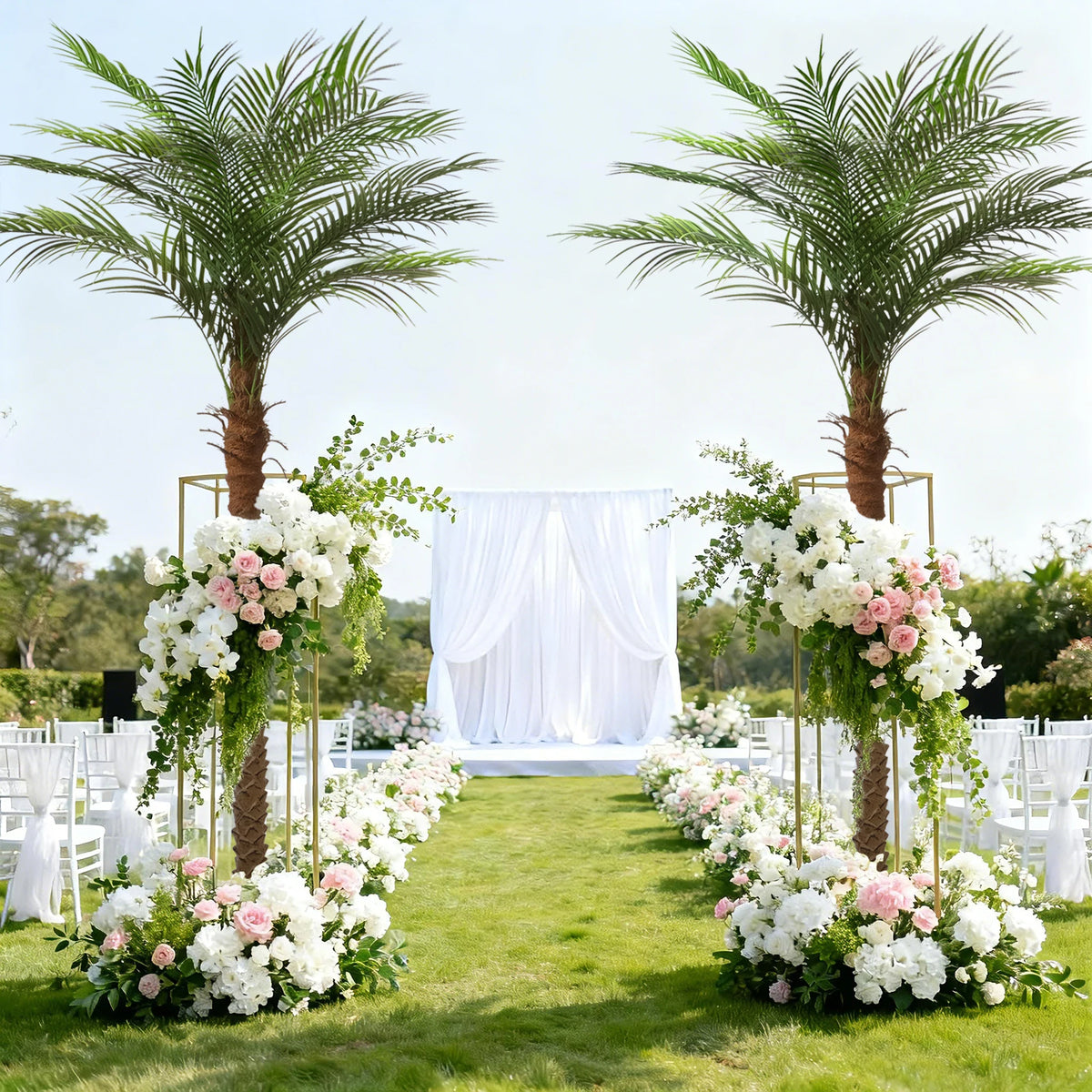 Artificial Golden Cane Palm — 4.5 to 9 ft, Single or Pair