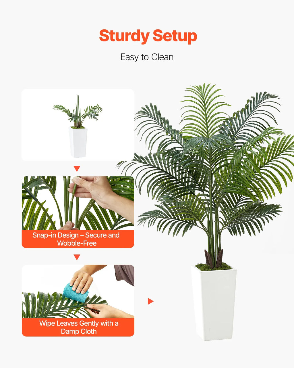 Artificial Areca Palm Tree — Wire-Shaped Fronds, Stable to an 8° Tilt