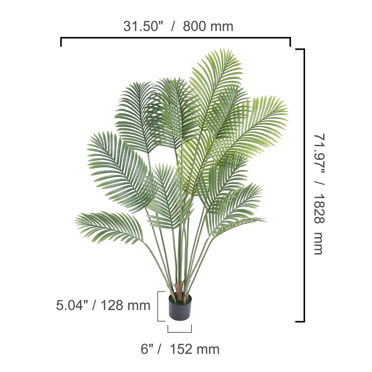 Artificial Palm Tree — Single or Pair, PE Foliage on Stainless-Steel Branches