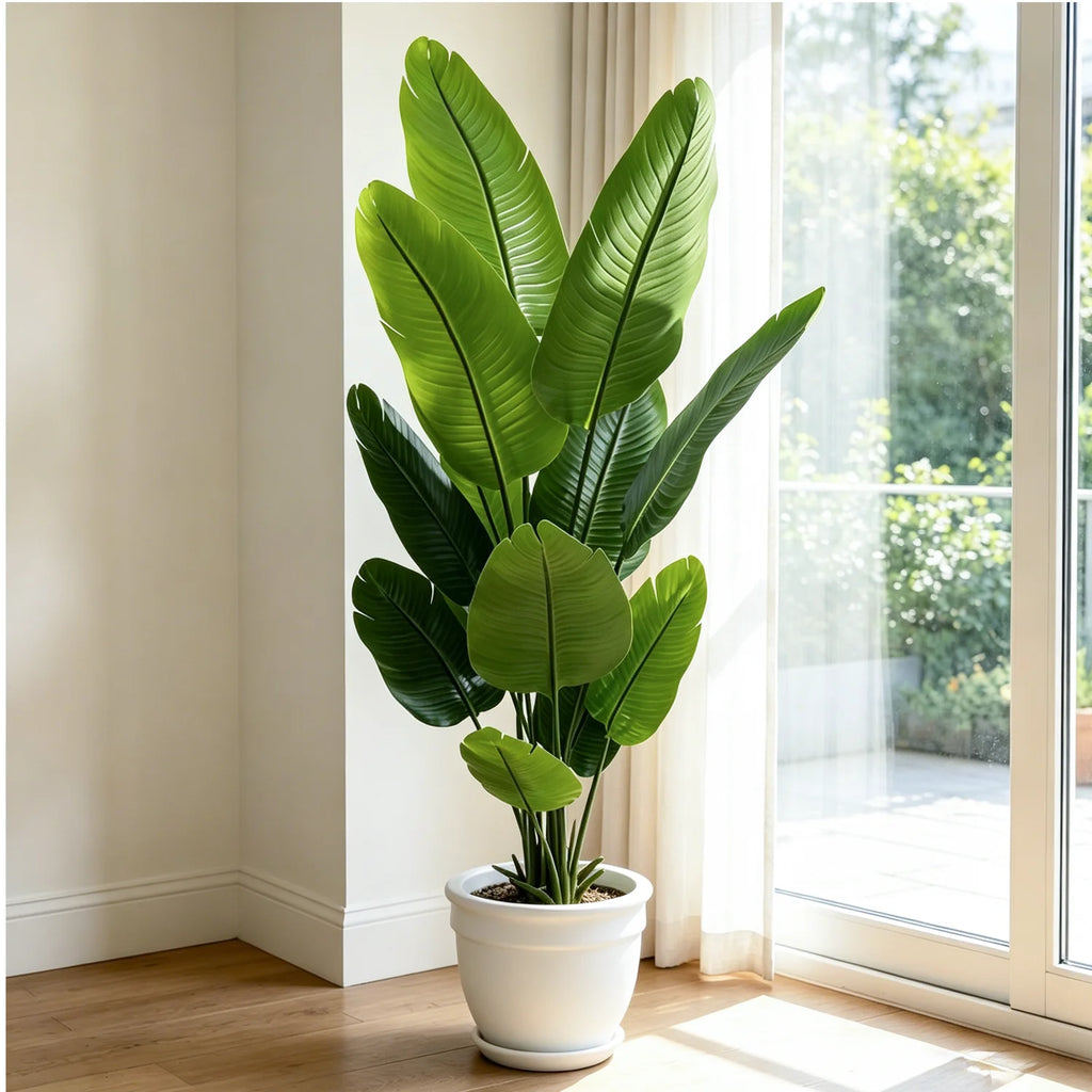Artificial Bird of Paradise — 160 or 180 cm, Silk Leaves with Nursery Pot