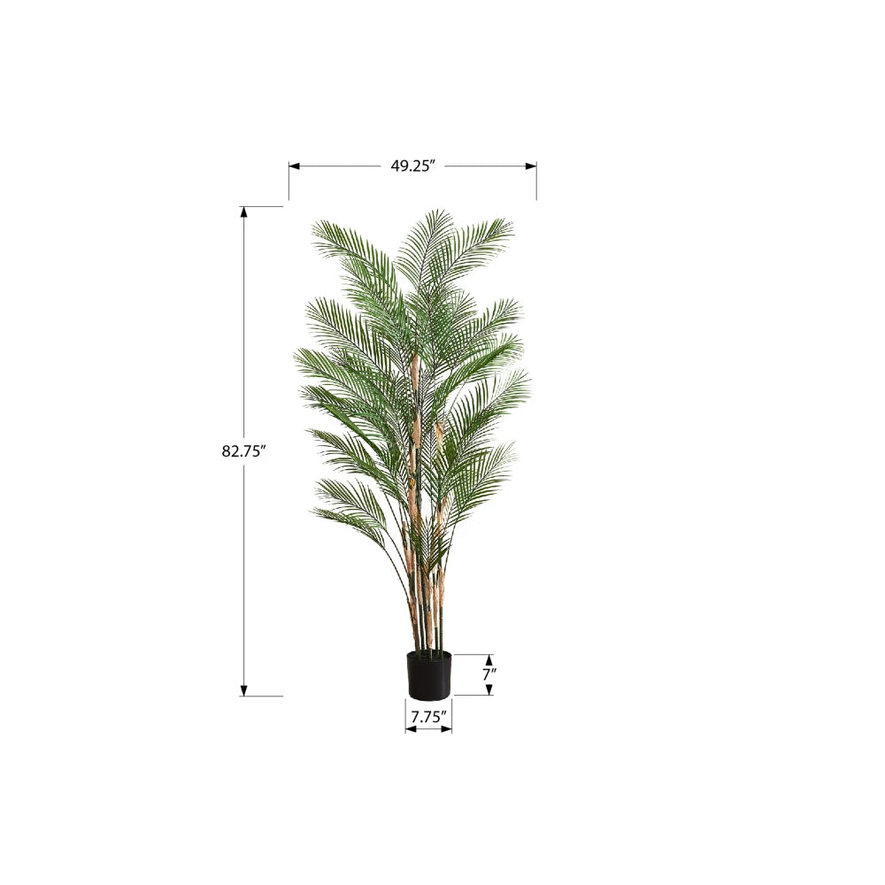 Artificial Palm Tree — 6.9 ft, 32 Real-Touch Leaves, Multi-Stem