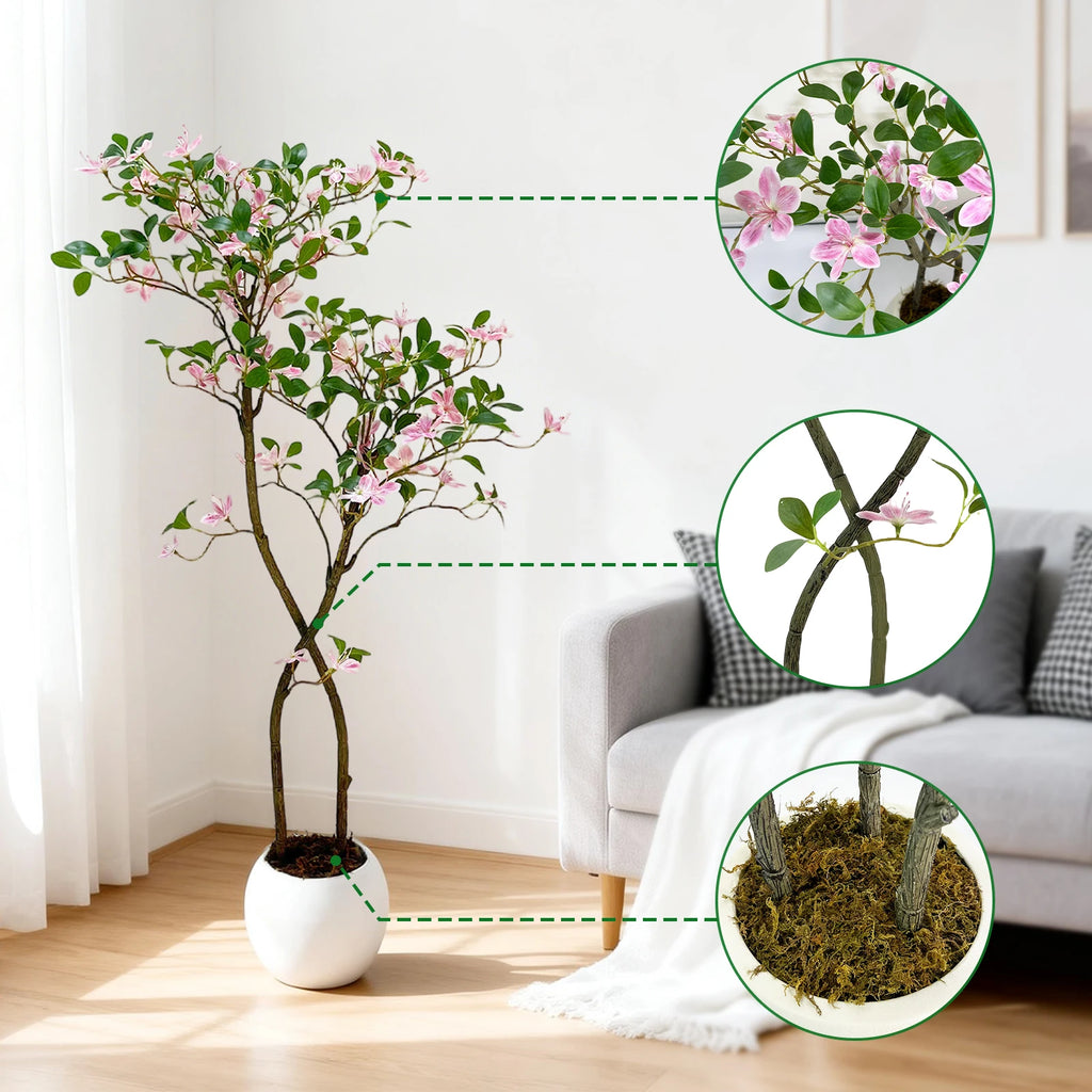 Artificial Jasmine Tree — 4 to 6 ft, Silk Blossoms on Plastic Stems