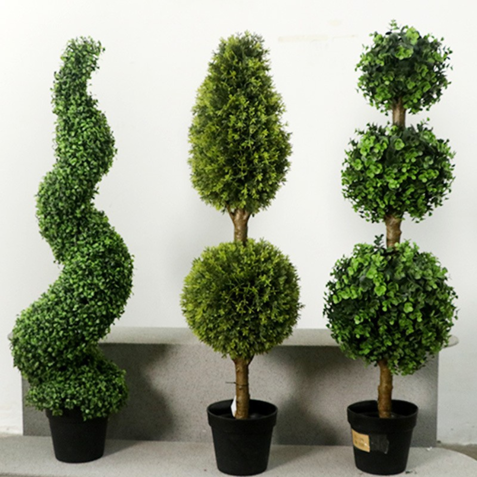 Artificial topiary ball tree 4ft (120cm) tall, a clipped green sphere on a bare stem