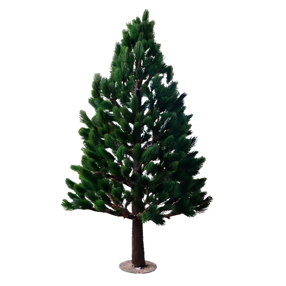The same artificial pine used on a covered patio as outdoor evergreen decor