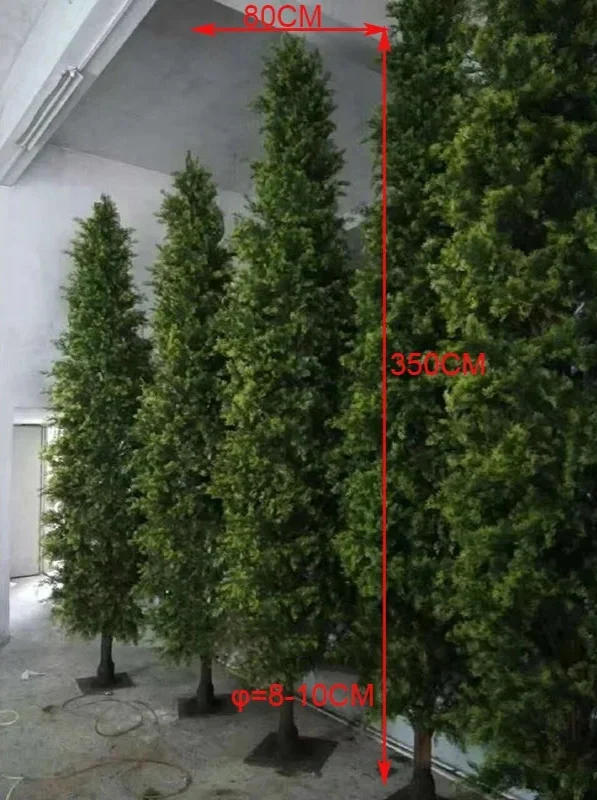 Base of the 3.5m artificial cypress where the trunk meets its planter