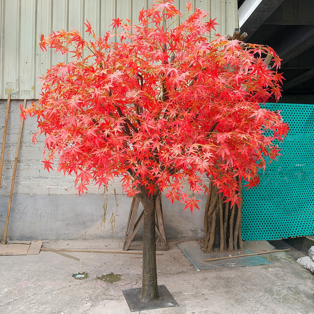 Artificial Chinese maple 3m tall, red foliage spread across a wide open canopy