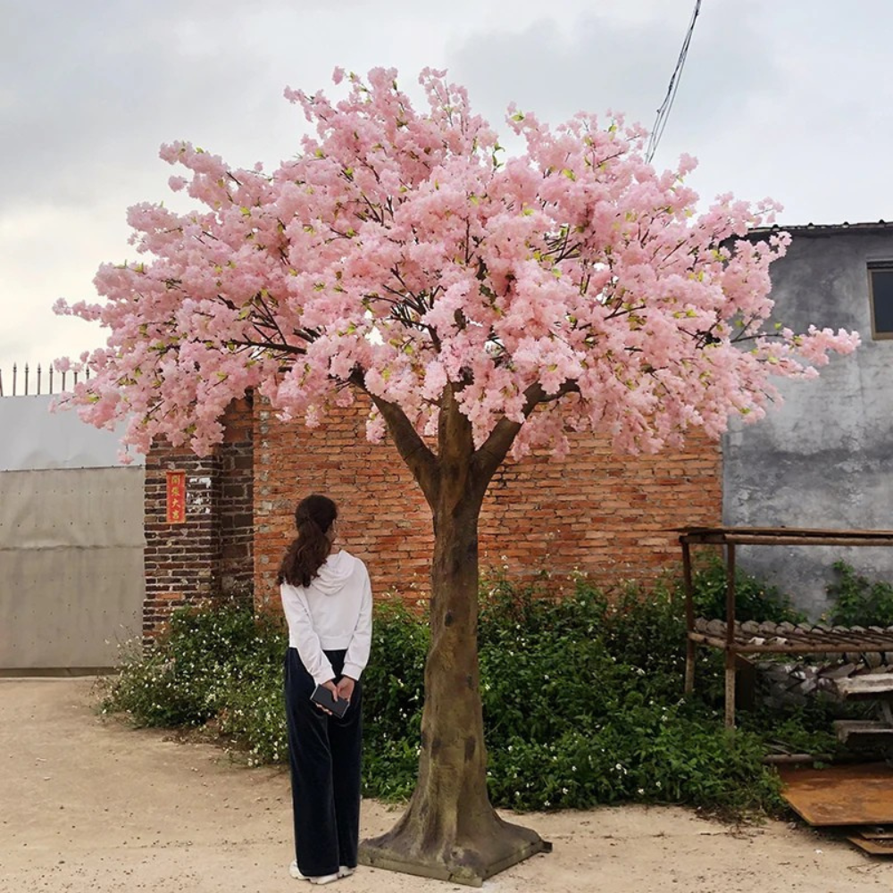 Artificial cherry blossom tree 3.5m (11.5ft) tall, massed with vibrant pink blossom