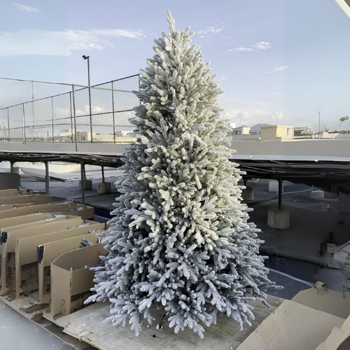 Artificial white Christmas tree with high-density velvet foliage on full branches