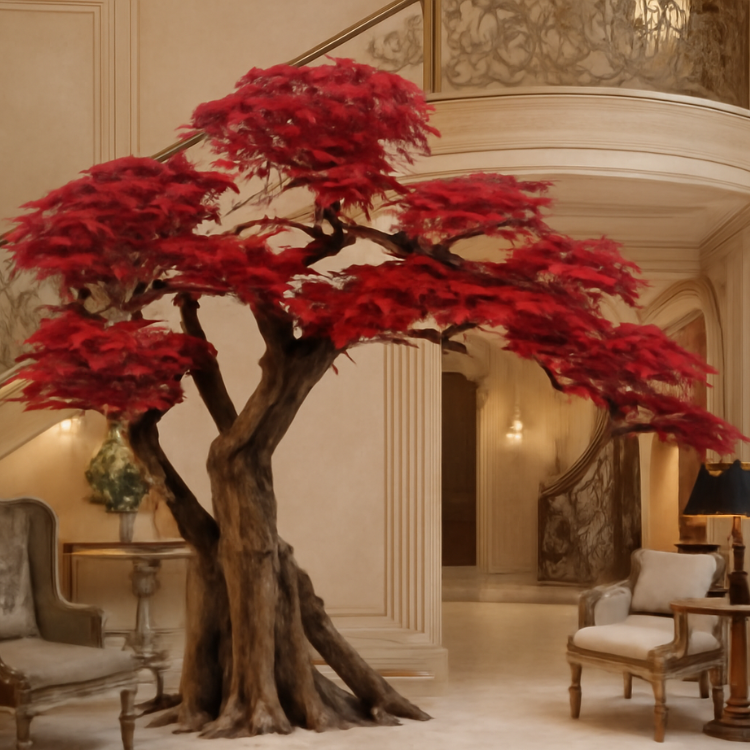 Luxury artificial pine tree with dense evergreen needles on layered branches