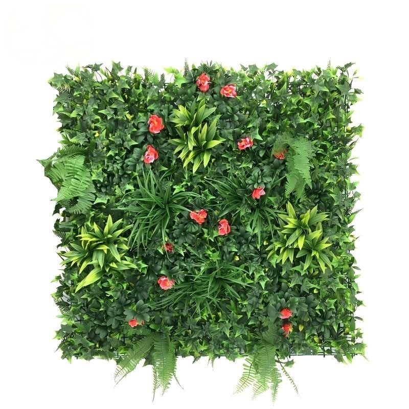 Artificial grass wall panel measuring 40x40 inches, dense green foliage for offices