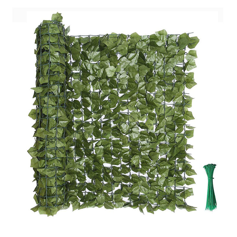 Reverse side of the ivy panel showing the mesh backing and cable-tie fixing points