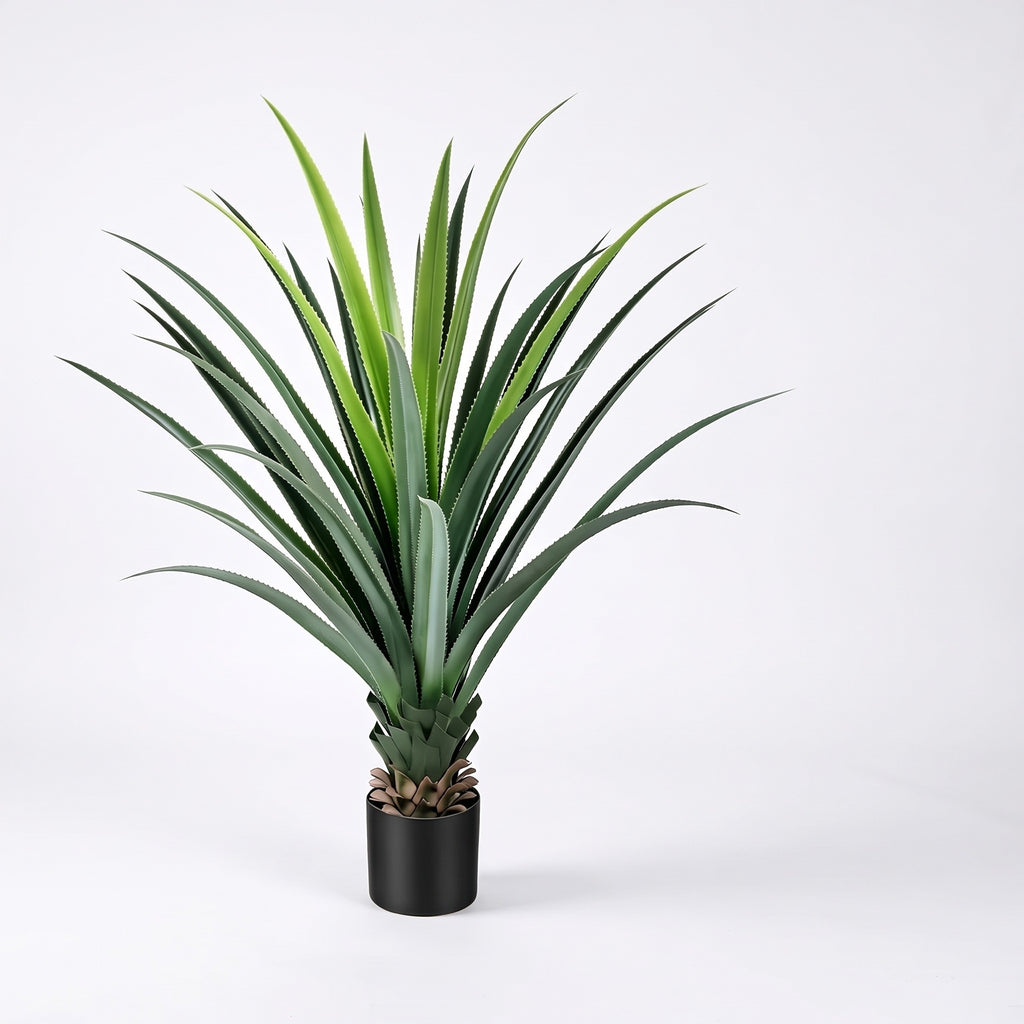 Artificial Agave Plant - 3 to 4 ft, Spiked Leaves in Black Pot