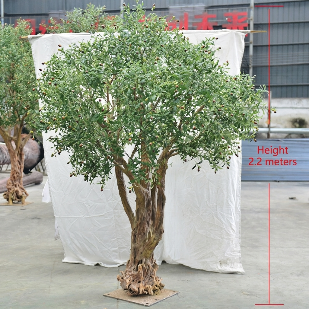 Olive foliage sprays hand-set in layers to build depth right across the canopy