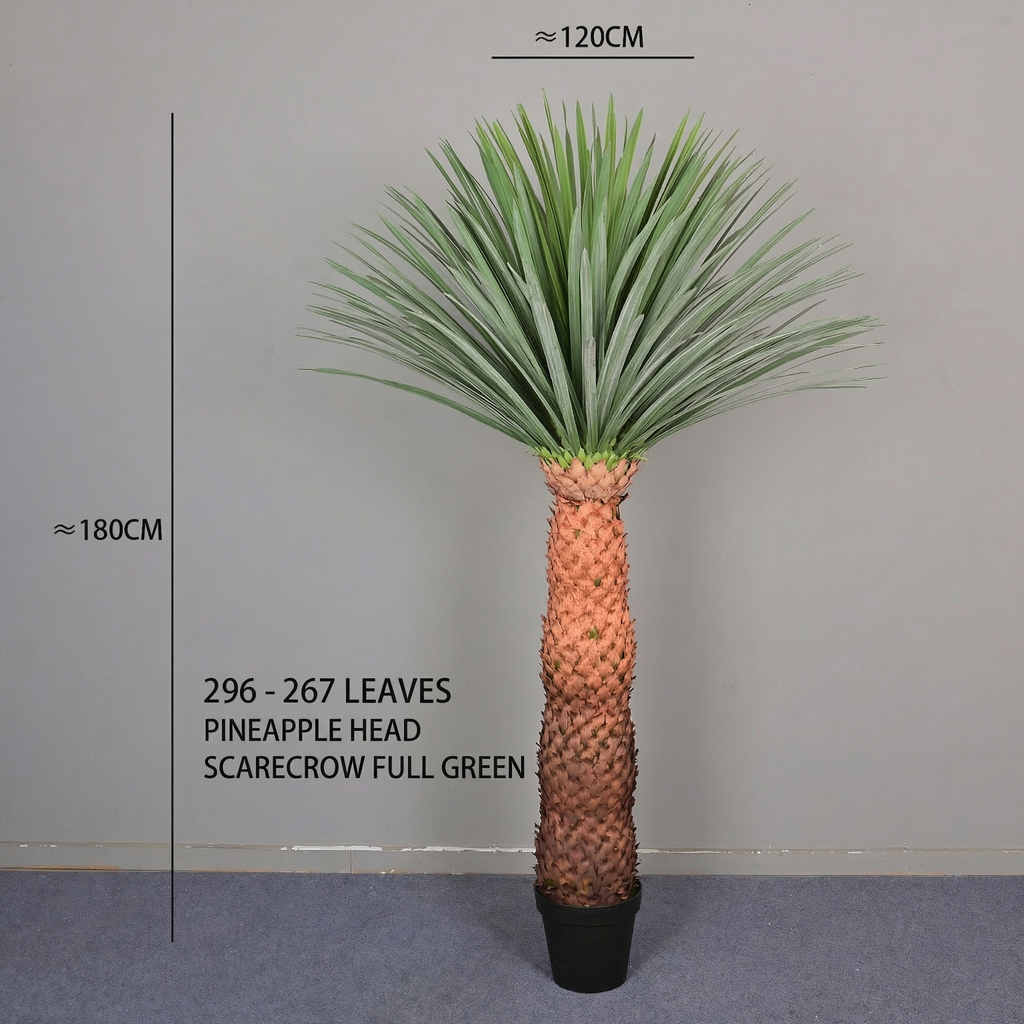 The 6ft faux plant standing in a hotel lobby against a pale plaster wall