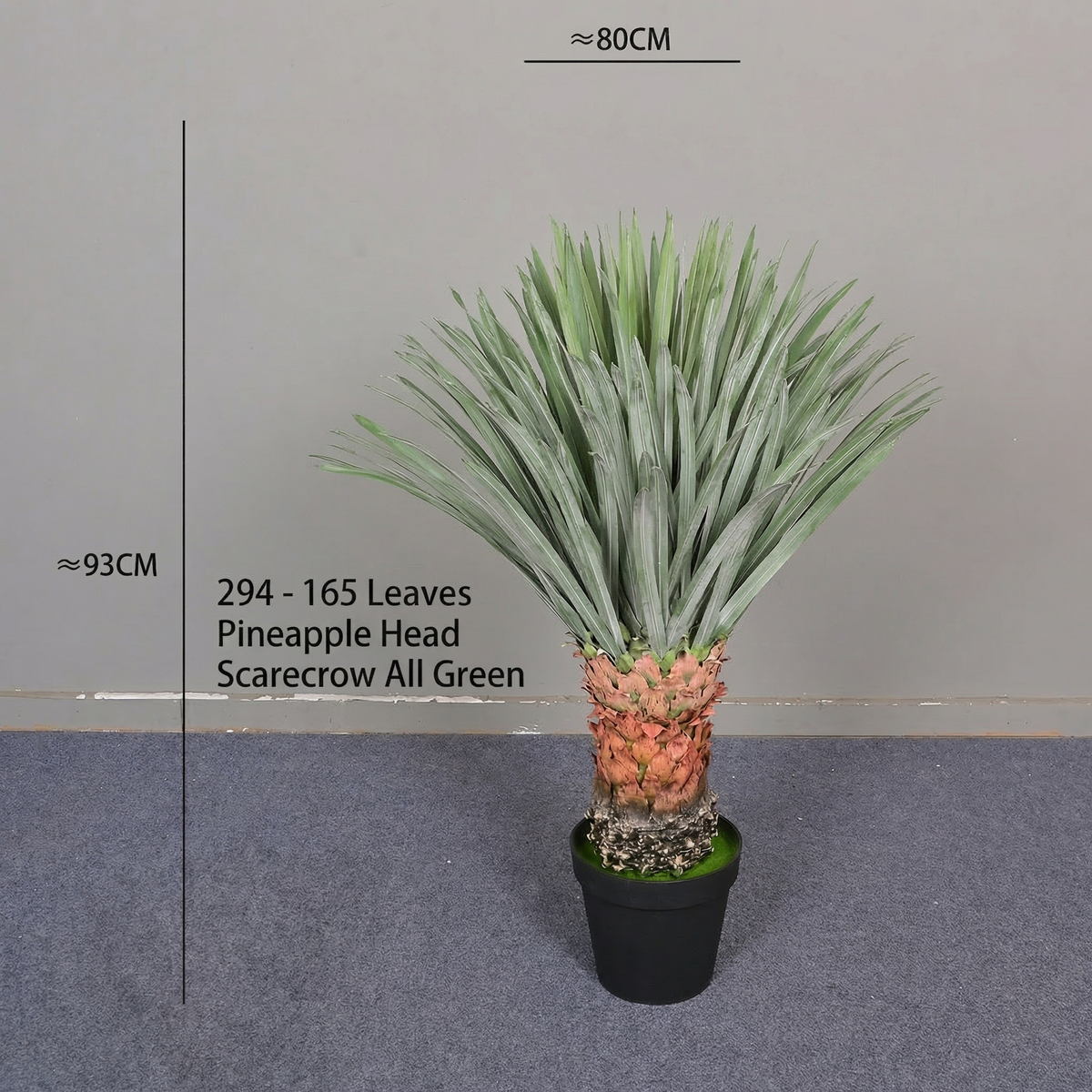 Pot and base of the artificial pineapple head plant, topped with gravel