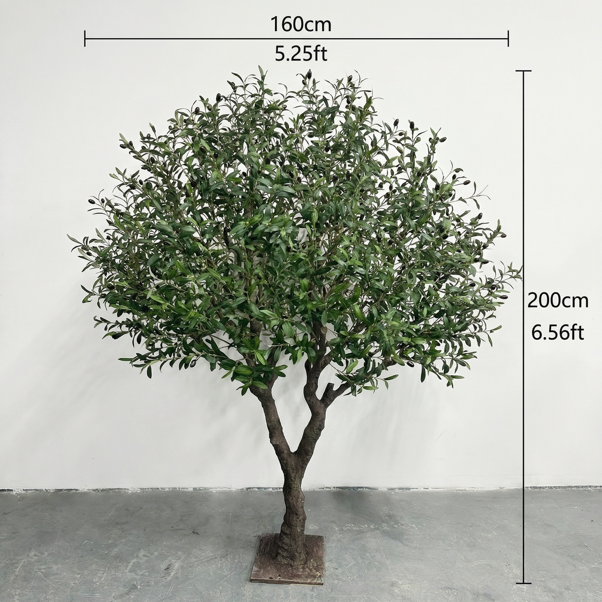 Pot and base of the faux olive tree, ready to drop into a decorative planter