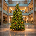 Red luxury commercial Christmas tree in a shopping centre atrium