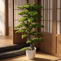 Artificial welcome pine tree at a tea house entrance
