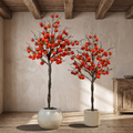 Artificial persimmon fruit tree in a rustic dining room