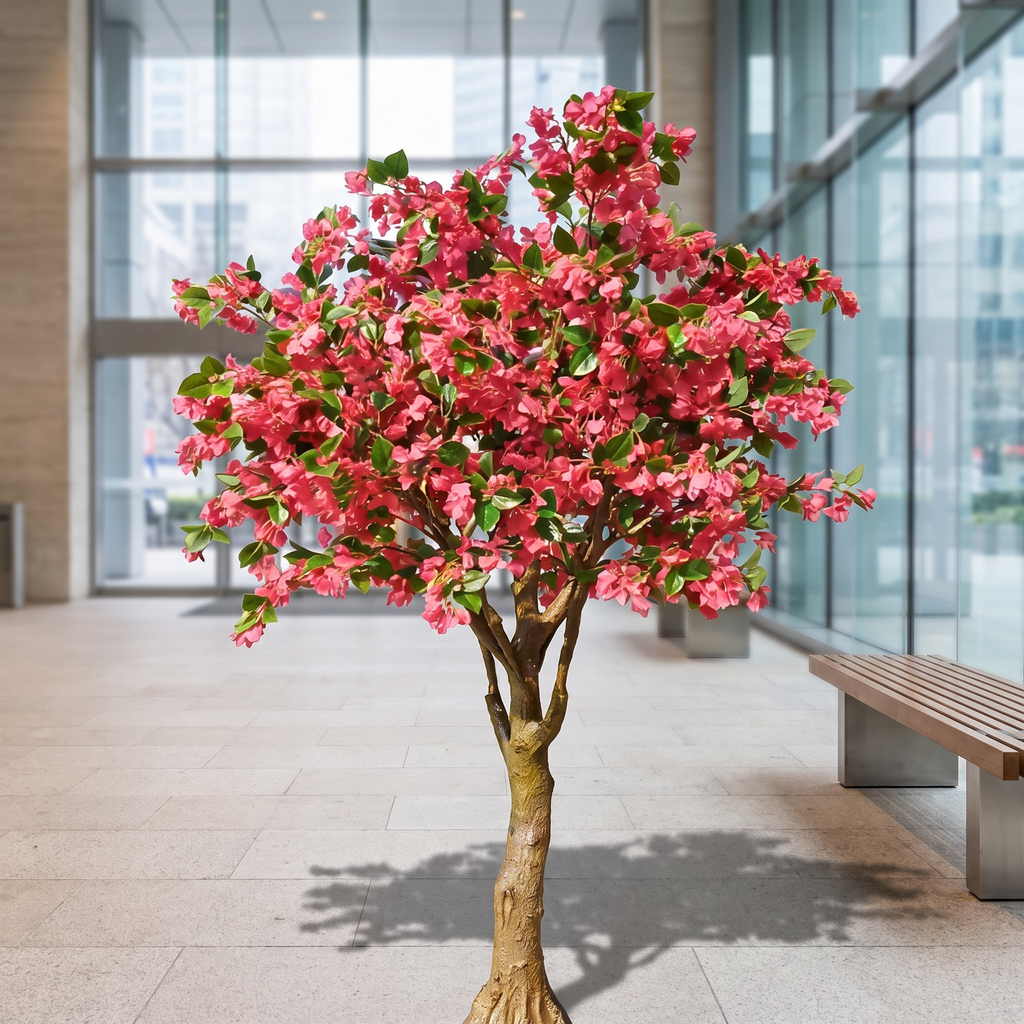 Artificial maple tree in a corporate atrium