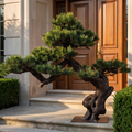 Artificial welcome pine tree at a residential entryway