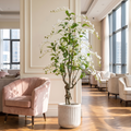 Artificial draped jasmine flower tree in a boutique hotel lounge