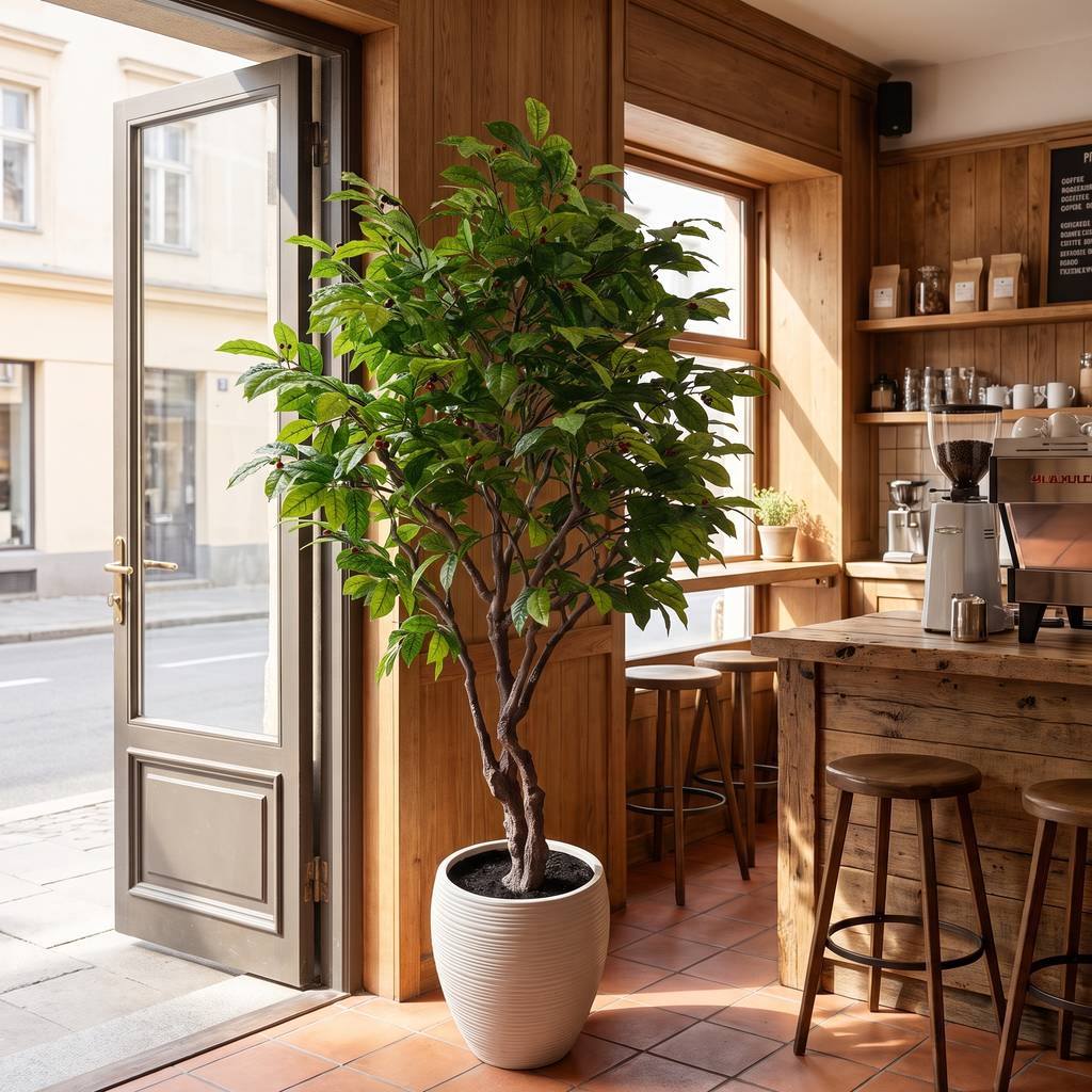Large Faux Coffee Tree Floor Planter