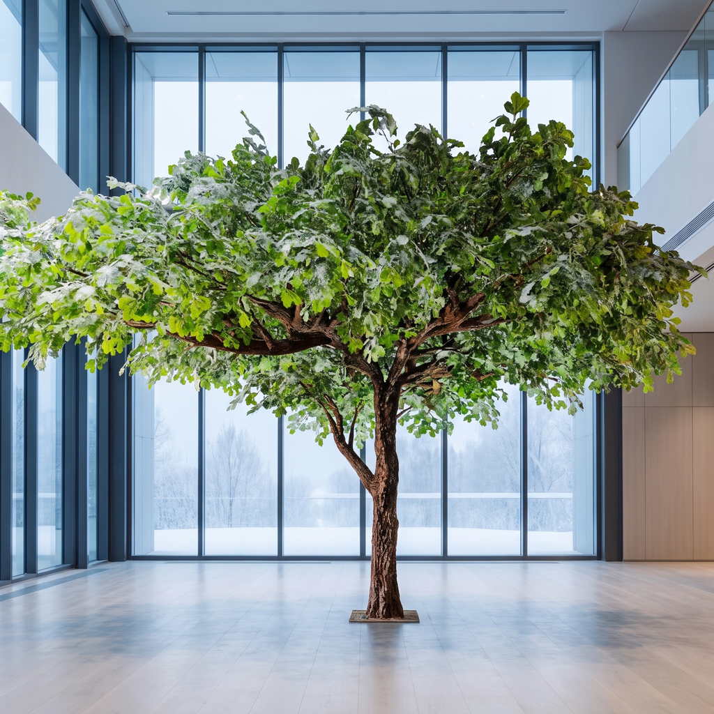 Artificial Oak Tree With Snowflake Leaves