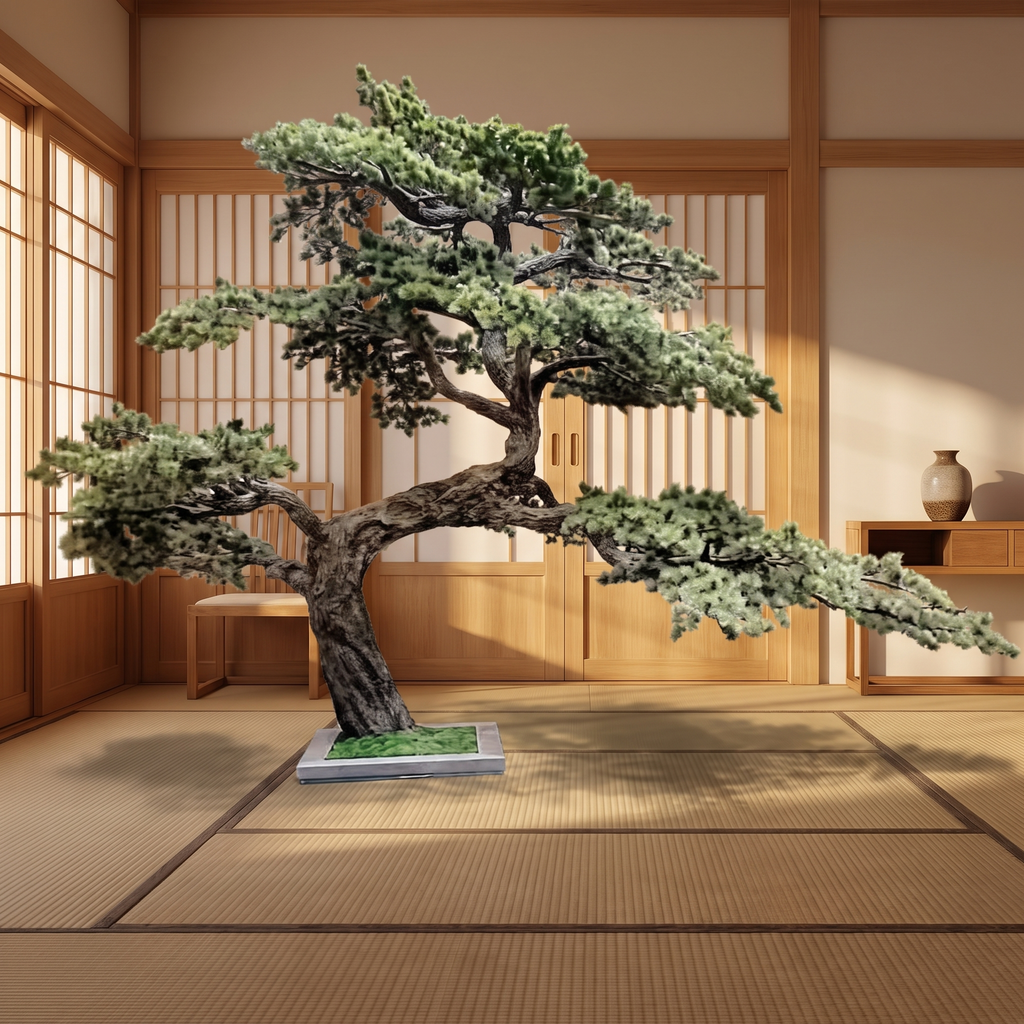 Artificial Bonsai Pine Tree Plastic and Silk