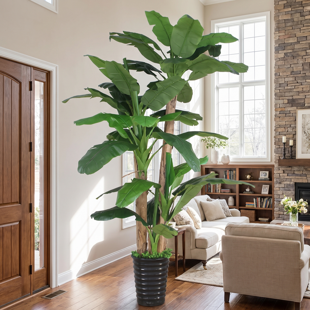 Signature 12ft Artificial Big Banana Plant Faux Bonsai Tree