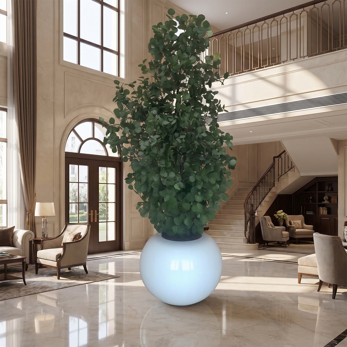 Signature Artificial Eucalyptus Tree Bonsai 7.9 FT Silver Dollar