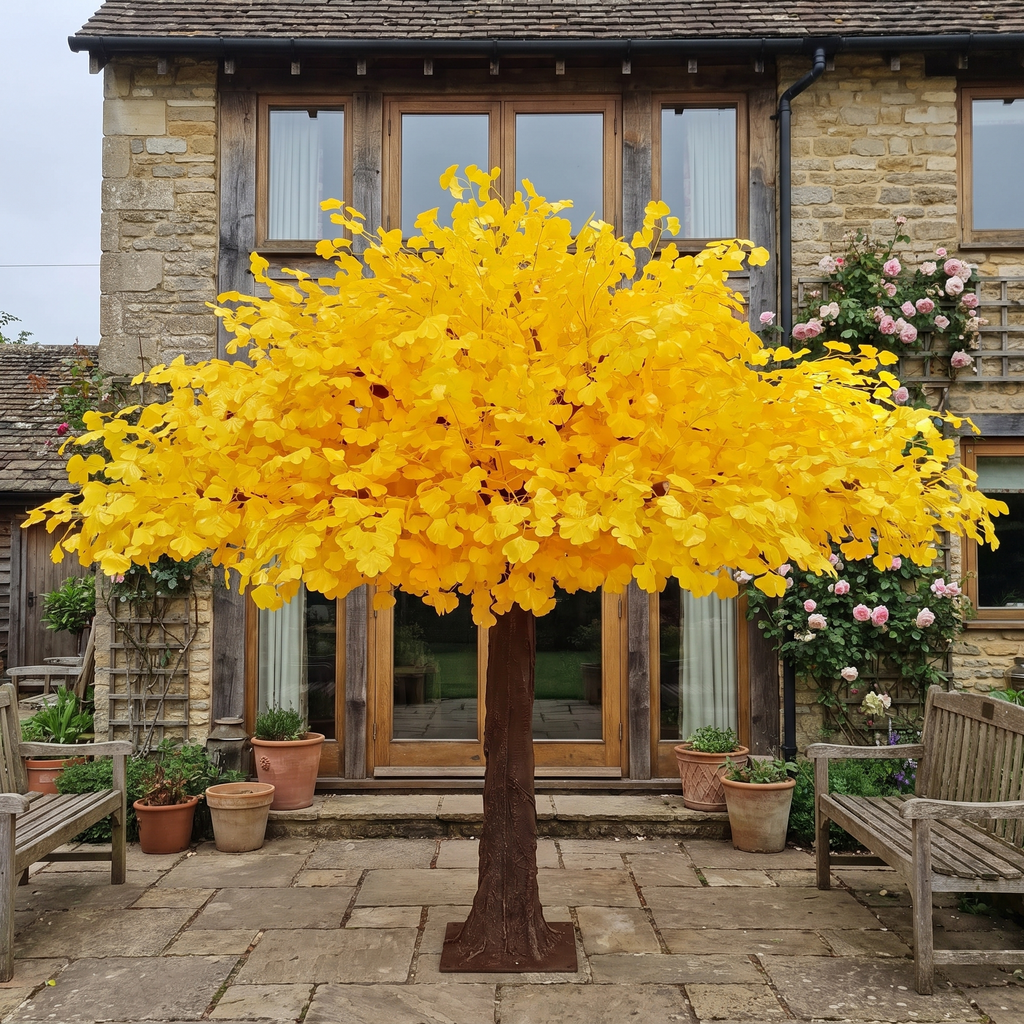 Artificial Ginkgo Tree UV Resistant Hotel Lobby Display